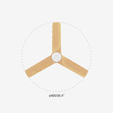 Heywood 90cm Ceiling Fan with LED Light / White with Pine / Timber Blades