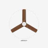 Heywood 90cm Ceiling Fan with LED Light / Black with Walnut / Timber Blades