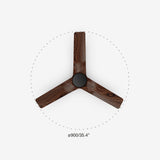 Heywood 90cm Ceiling Fan / Black with Walnut / Timber Blades