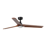 Heywood 132cm Ceiling Fan with LED Light / Black with Walnut / Timber Blades