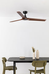 Heywood 132cm Ceiling Fan / Black with Walnut / Timber Blades