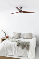 Heywood 132cm Ceiling Fan / Black with Walnut / Timber Blades