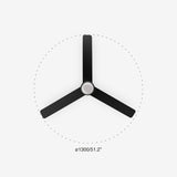 Punt Tub 130cm Ceiling Fan with LED Light / Black / ABS Blades