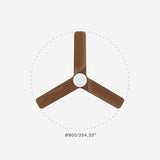 Heywood Tub 90cm Ceiling Fan with LED Light / Black with Walnut / Timber Blades