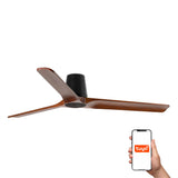 Heywood Tub 132cm Ceiling Fan / Black with Walnut / Timber Blades