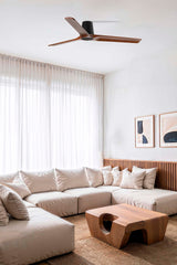 Heywood Tub 132cm Ceiling Fan / Black with Walnut / Timber Blades