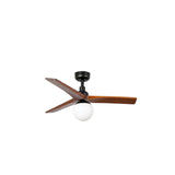 Klim 92.5cm Ceiling Fan with Light / Black with Walnut / Timber Blades