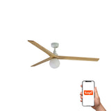 Klim 150cm Ceiling Fan with Light / White with Pine / Timber Blades