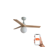 Klim 92.5cm Ceiling Fan with Light / White with Pine / Timber Blades