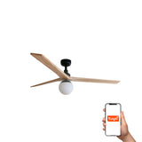 Klim 150cm Ceiling Fan with Light / Black with Pine / Timber Blades