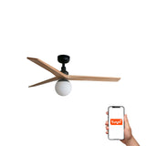 Klim 125cm Ceiling Fan with Light / Black with Pine / Timber Blades