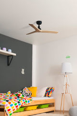 Klim 92.5cm Ceiling Fan / Black with Pine / Timber Blades