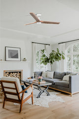 Heywood 132cm Ceiling Fan with LED Light / White with Pine / Timber Blades