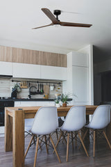 Heywood 132cm Ceiling Fan with LED Light / Black with Walnut / Timber Blades