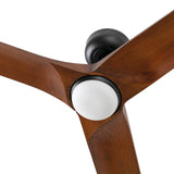 Heywood 132cm Ceiling Fan with LED Light / Black with Walnut / Timber Blades