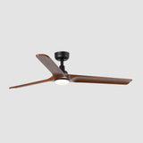 Heywood 132cm Ceiling Fan with LED Light / Black with Walnut / Timber Blades