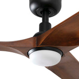 Heywood 132cm Ceiling Fan with LED Light / Black with Walnut / Timber Blades