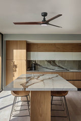 Heywood 132cm Ceiling Fan with LED Light / Black with Walnut / Timber Blades