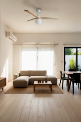 Klim 125cm Ceiling Fan with Light / White with Pine / Timber Blades