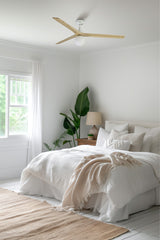 Klim 150cm Ceiling Fan with Light / White with Pine / Timber Blades