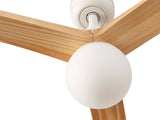 Faro Klim ceiling fan with wooden blades and white light fixture on a white background