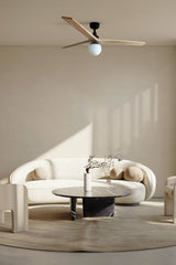 Klim 150cm Ceiling Fan with Light / Black with Pine / Timber Blades