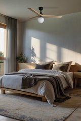 Klim 125cm Ceiling Fan with Light / Black with Pine / Timber Blades