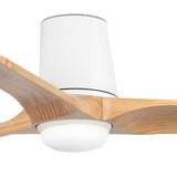 Heywood Tub 90cm Ceiling Fan with LED Light / White with Pine / Timber Blades