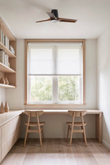 Heywood Tub 90cm Ceiling Fan with LED Light / Black with Walnut / Timber Blades