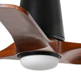 Heywood Tub 90cm Ceiling Fan with LED Light / Black with Walnut / Timber Blades