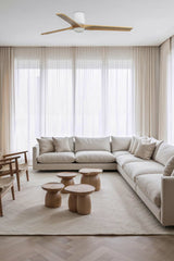 Heywood Tub 132cm Ceiling Fan with LED Light / White with Pine / Timber Blades