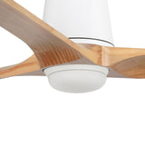 Heywood Tub 132cm Ceiling Fan with LED Light / White with Pine / Timber Blades
