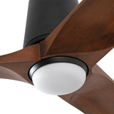 Heywood Tub 132cm Ceiling Fan with LED Light / Black with Walnut / Timber Blades