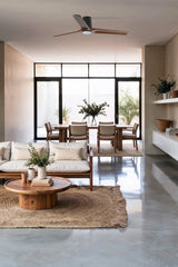 Heywood Tub 132cm Ceiling Fan with LED Light / Black with Walnut / Timber Blades