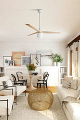 Klim 125cm Ceiling Fan with Light / White with Pine / Timber Blades