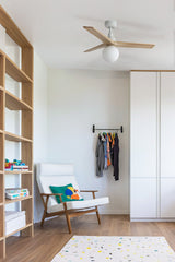 Klim 92.5cm Ceiling Fan with Light / White with Pine / Timber Blades