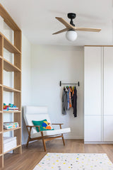 Klim 92.5cm Ceiling Fan with Light / Black with Pine / Timber Blades