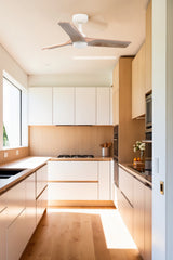 Heywood 90cm Ceiling Fan with LED Light / White with Pine / Timber Blades