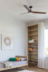 Heywood 132cm Ceiling Fan with LED Light / Black with Walnut / Timber Blades