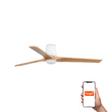 Heywood Tub 132cm Ceiling Fan with LED Light / White with Pine / Timber Blades