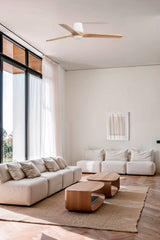 Heywood Tub 132cm Ceiling Fan with LED Light / White with Pine / Timber Blades