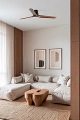 Heywood Tub 132cm Ceiling Fan with LED Light / Black with Walnut / Timber Blades