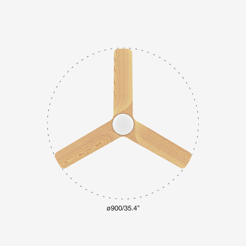 Heywood 90cm Ceiling Fan with LED Light / White with Pine / Timber Blades