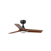 Heywood 90cm Ceiling Fan with LED Light / Black with Walnut / Timber Blades