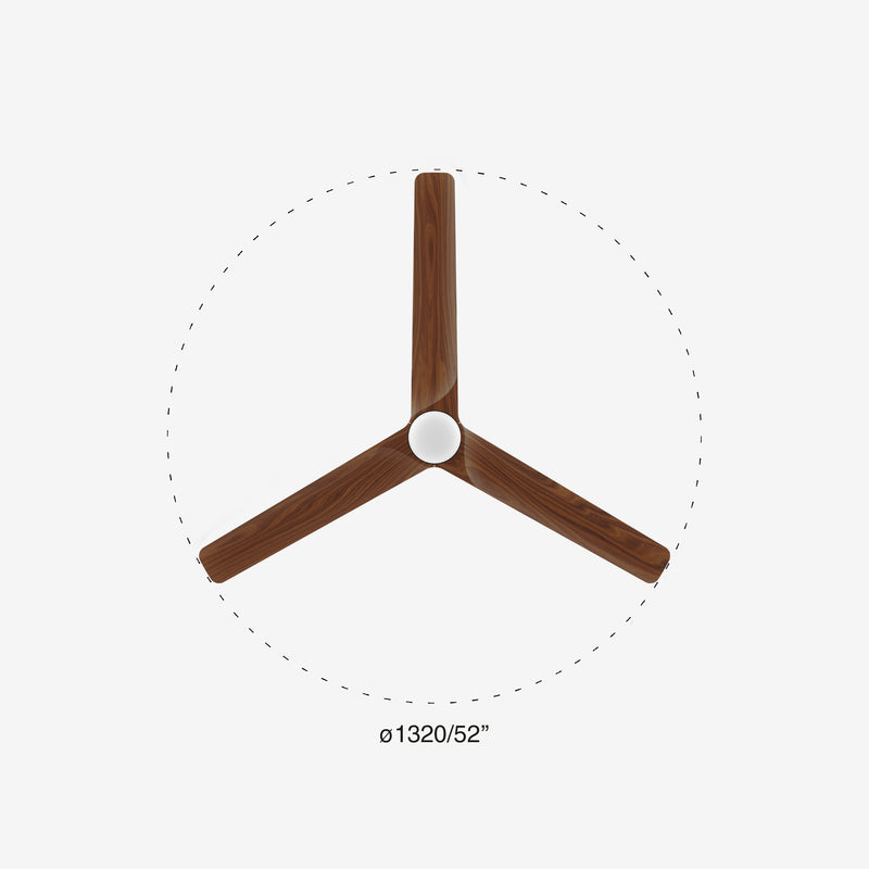Heywood 132cm Ceiling Fan with LED Light / Black with Walnut / Timber Blades