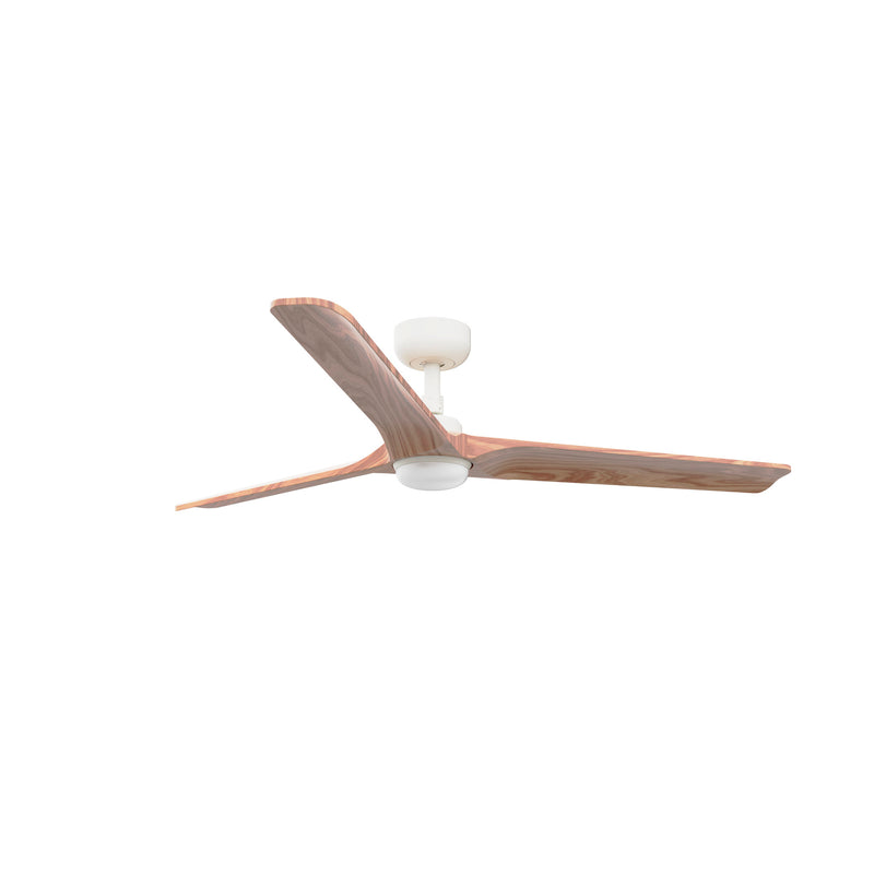 Heywood 132cm Ceiling Fan with LED Light / White with Pine / Timber Blades