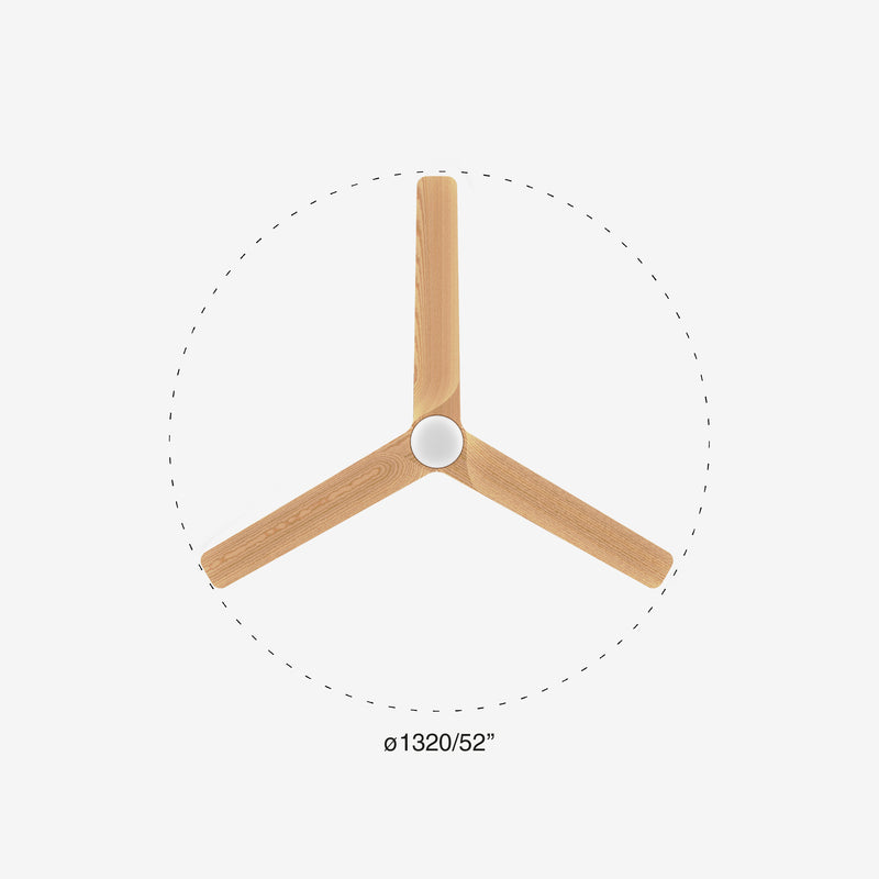 Heywood 132cm Ceiling Fan with LED Light / White with Pine / Timber Blades
