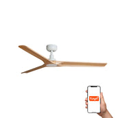 Heywood 132cm Ceiling Fan / White with Pine / Timber Blades