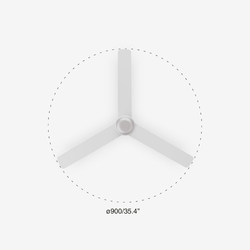 Mini Punt 90cm Ceiling Fan with LED Light / White / ABS Blades