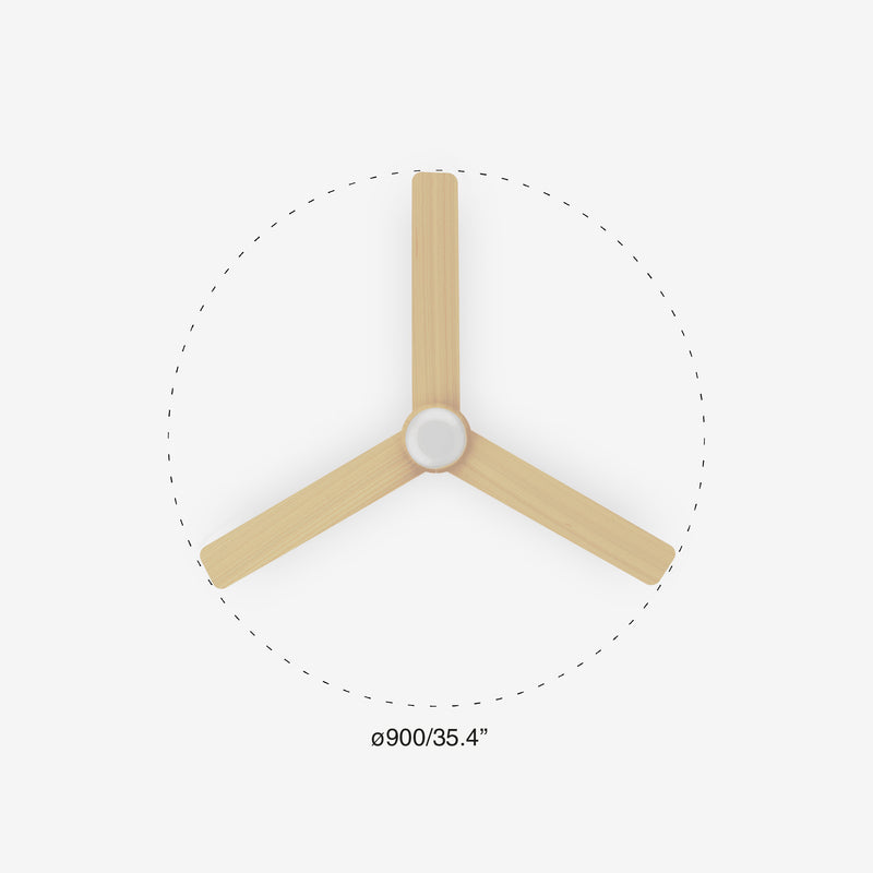 Mini Punt 90cm Ceiling Fan / White with Maple / ABS Blades